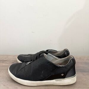 Kizik Womens Miami Slip On Shoe Size 8 Black Leather Hands Free Slip In Comfy